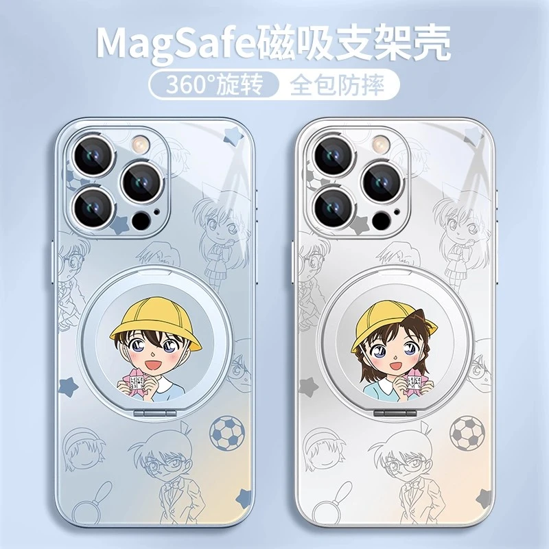 柯南小兰适用苹果16手机壳华为pura80磁吸小米15带支架一体mate70