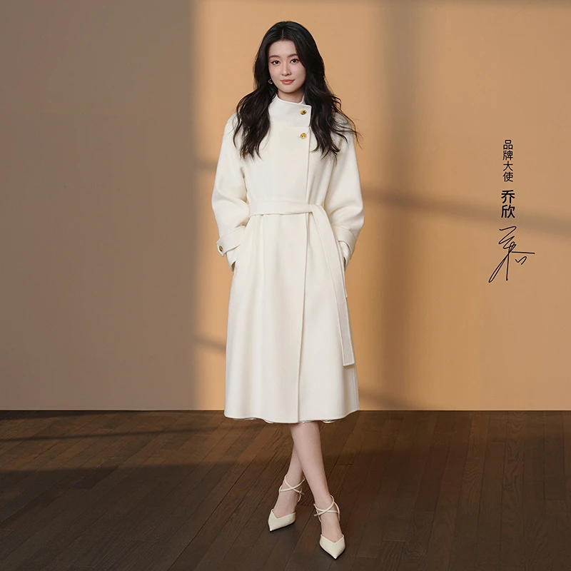 珂莱蒂尔【乔欣同款瑰丽大衣】绵羊毛双面呢大衣女KL01187V1
