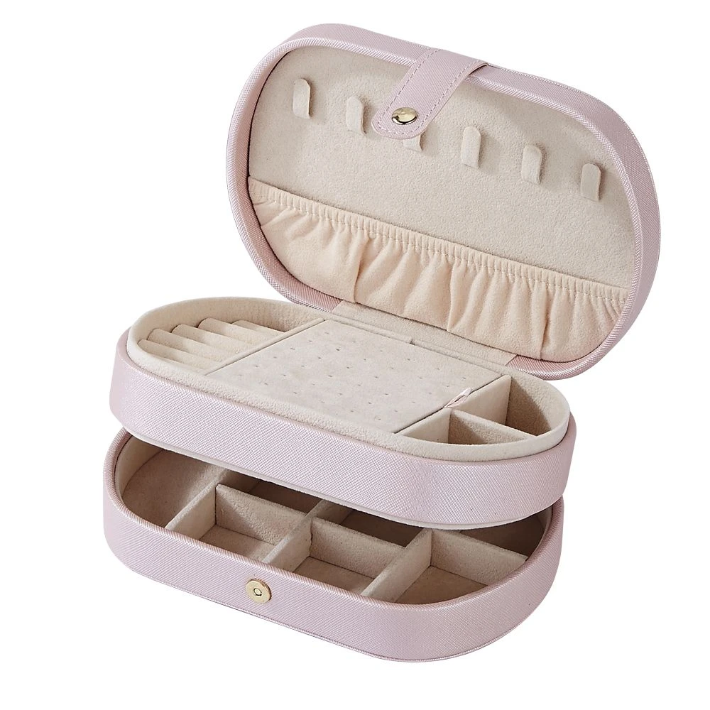 欧式双层首饰收纳盒PU防水皮耳饰戒指项链口红便携神器精致耳坠女
