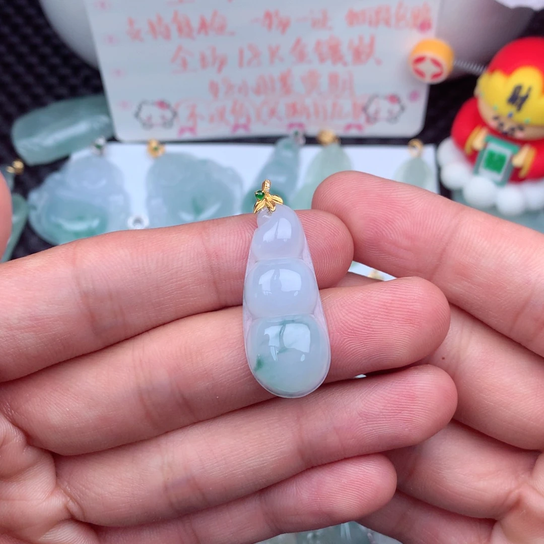 翡翠18K金镶嵌吊坠(不含链)