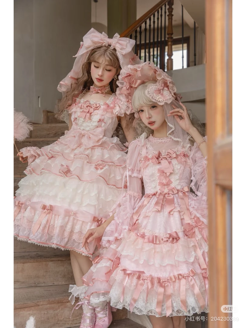 现货成都店蔷薇庭院op原创Lolita裙缎带刺绣轻花嫁 花与珍珠匣