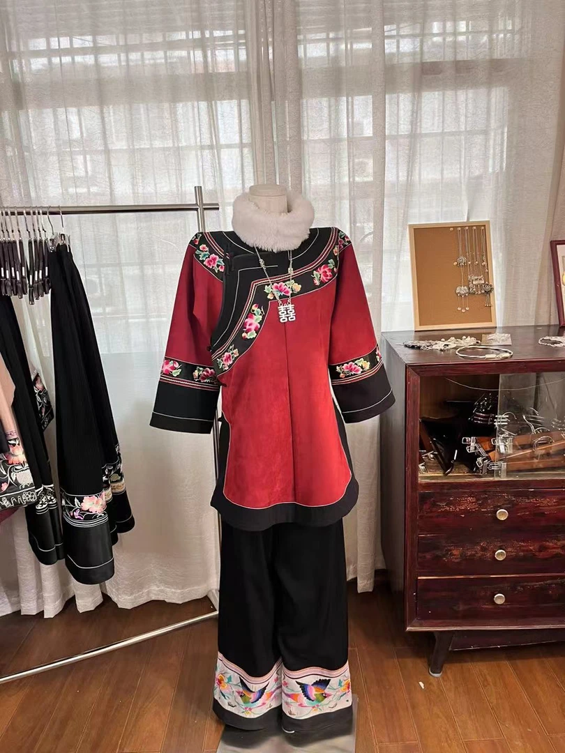 女装夏款民族服复古中式重工苗族传统上衣苗族唐装