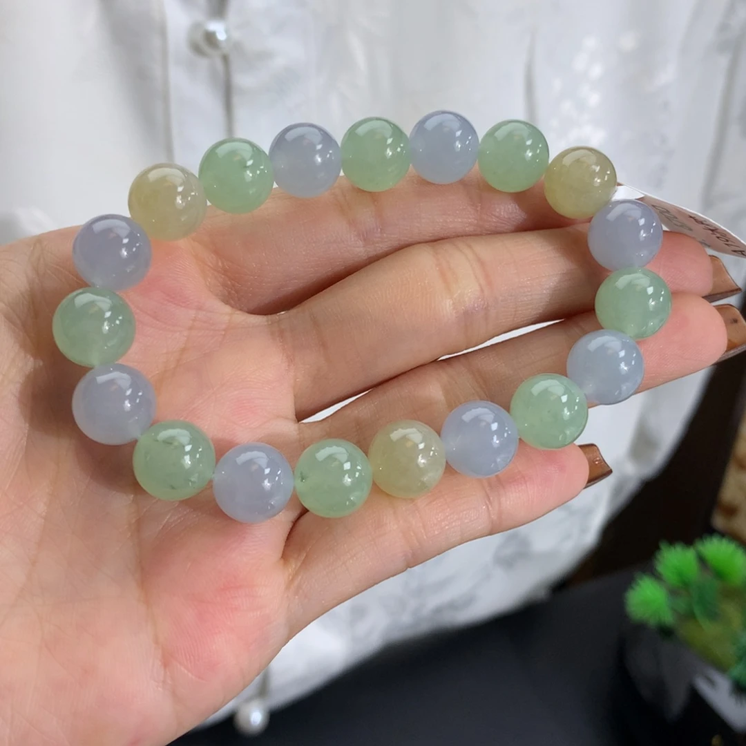 未镶嵌手链翡翠卡10冰胶紫绿黄手串