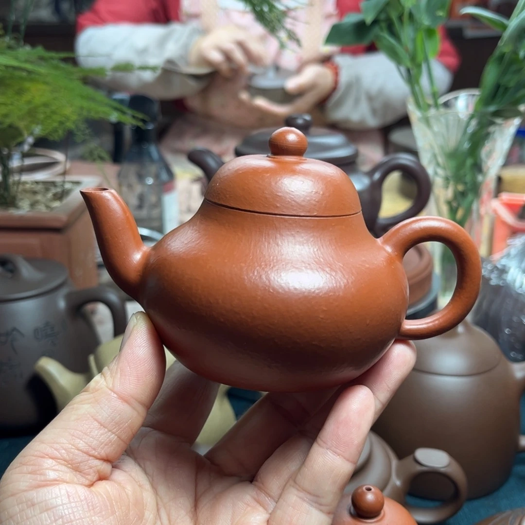紫砂茶壶梨形小煤窑朱泥180毫升