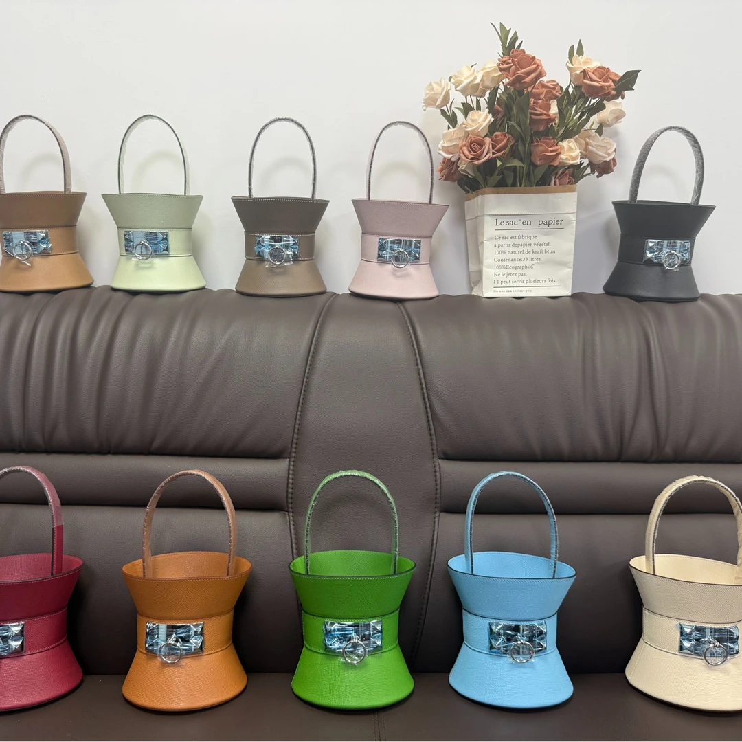 最新水桶包手提包头层epsom皮手掌纹真牛皮 手缝蜡线定制包包