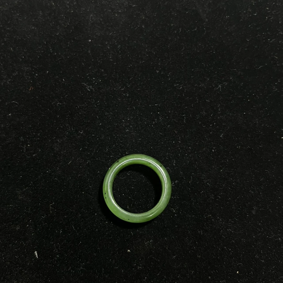 和田玉碧玉戒圈时尚绿色简约有气质18mm