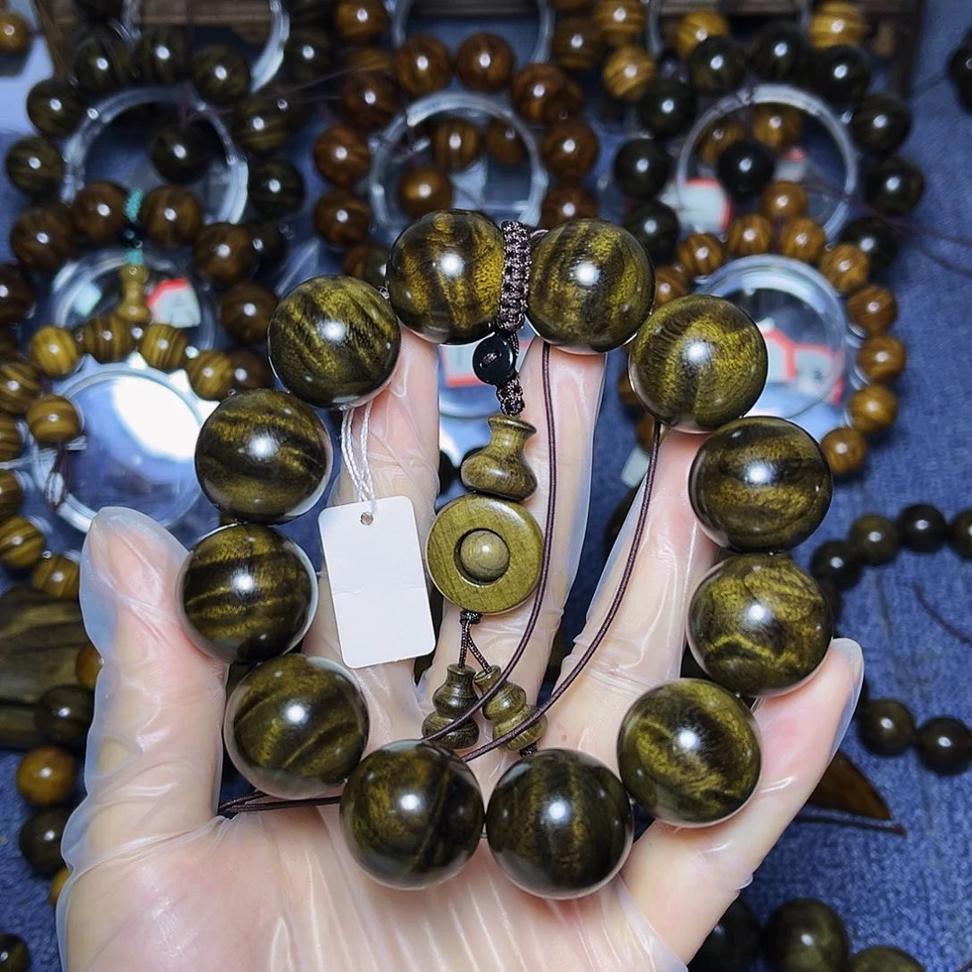 手串/手链楠木（金丝楠）2.0阴沉碳化料闪电水波