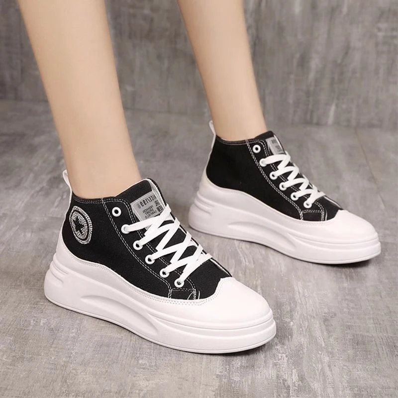 GF高帮帆布鞋女鞋秋季新款厚底学生休闲韩版运动鞋子