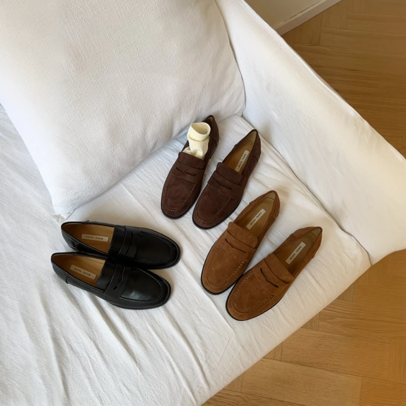 豆豆鞋法式方头平底冬季薄款透气休闲乐福鞋单鞋真皮皮鞋秋冬低帮