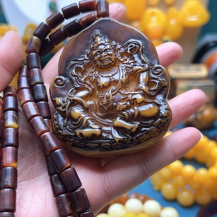 琥珀未镶嵌颈饰吊坠链子