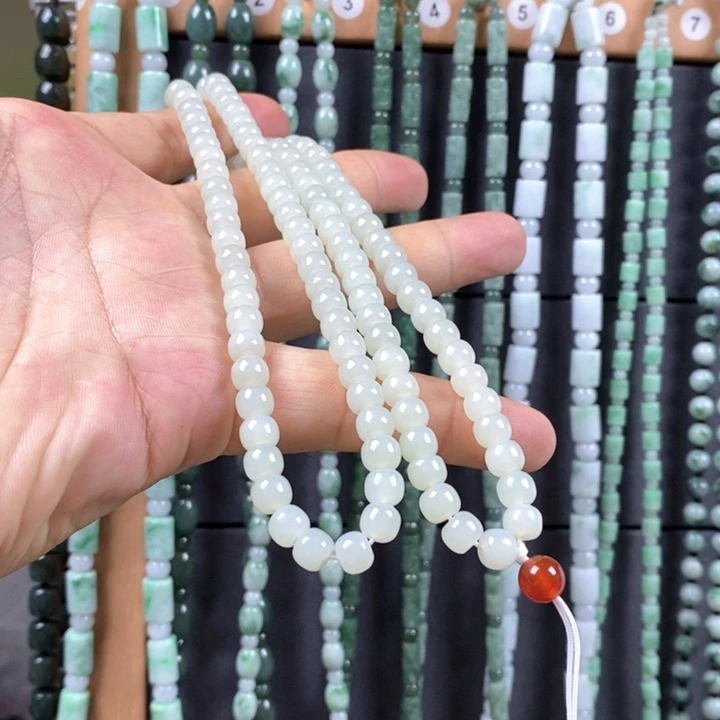 观***己和田玉未镶嵌项链和田玉老型珠项链