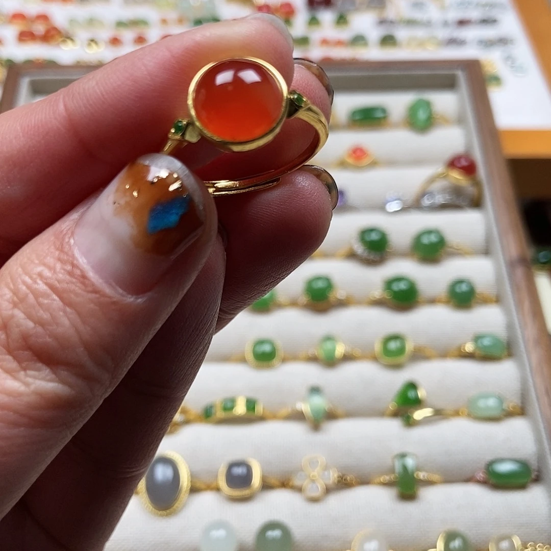 和田玉戒指银S925镶嵌