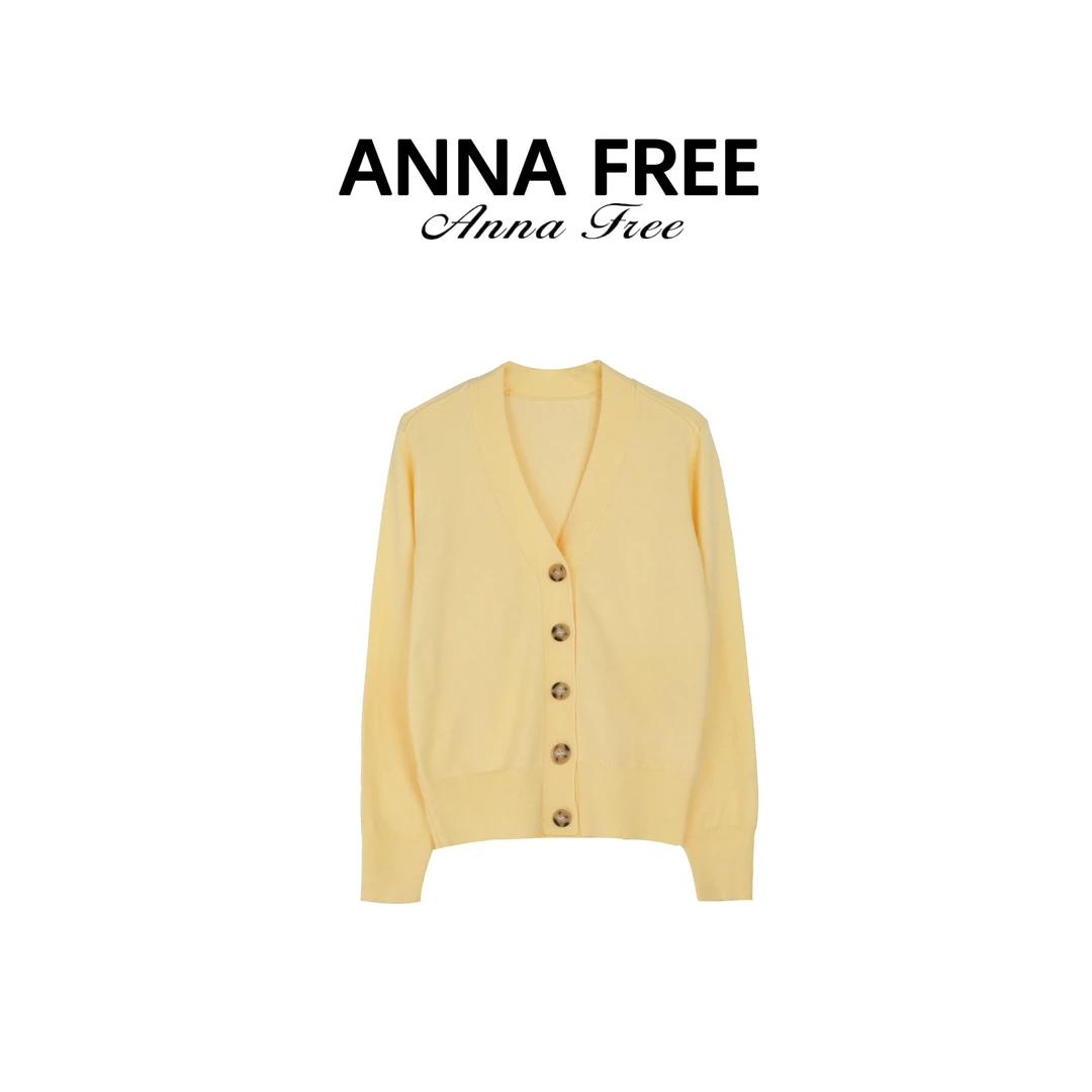 ANNA FREE 休闲风设计师百搭时尚秋冬宽松女毛针织衫V领Z8470