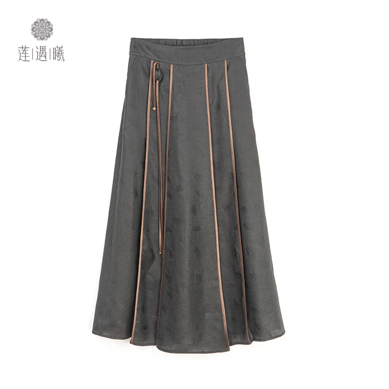 桑波段银杏叶15号店新中式国风女式马面裙24A130-DO15号店