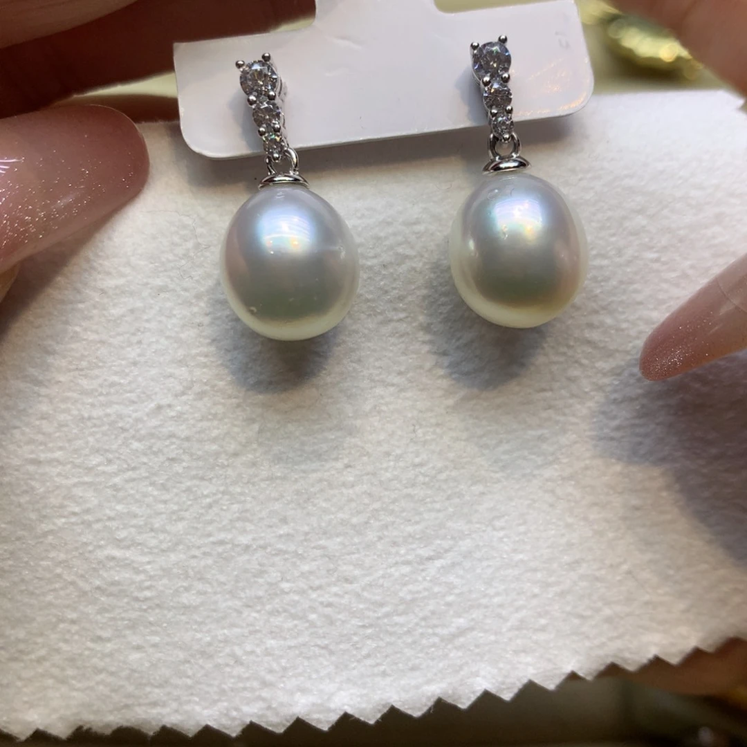 银S925镶嵌耳饰海水珍珠