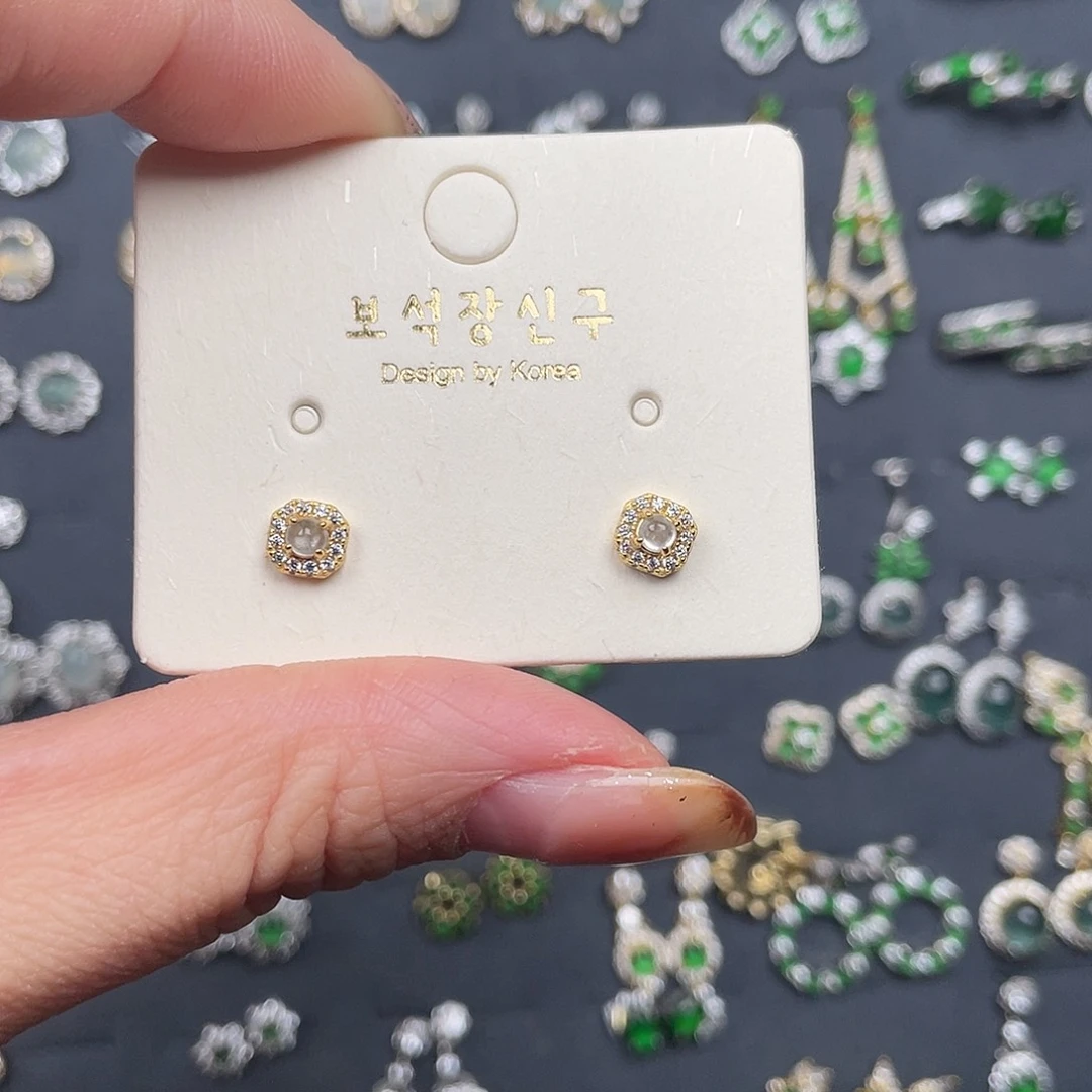 翡翠银S925镶嵌耳饰