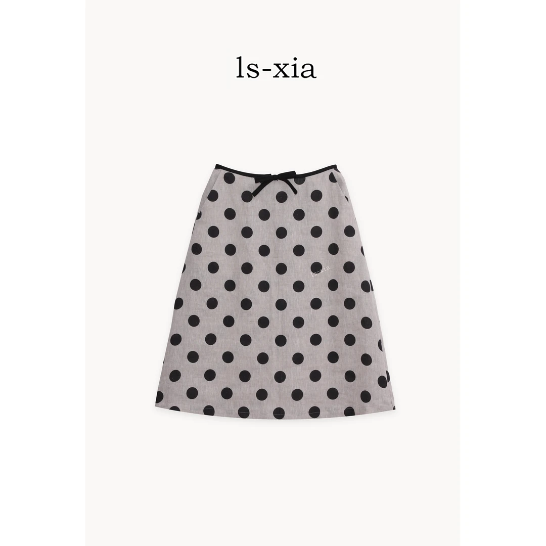 【云絮涟漪】100%亚麻·优雅气质波点裙显瘦时尚