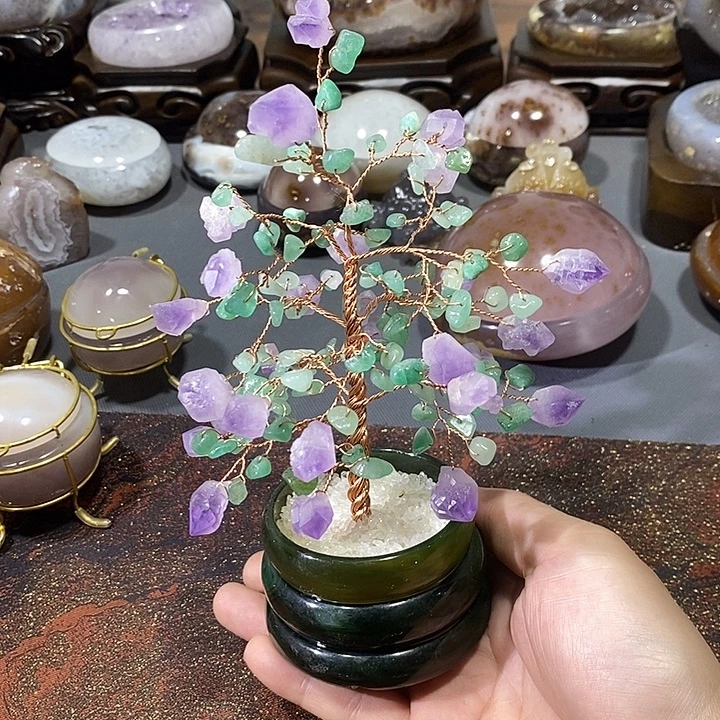水晶摆件未镶嵌紫晶发财树