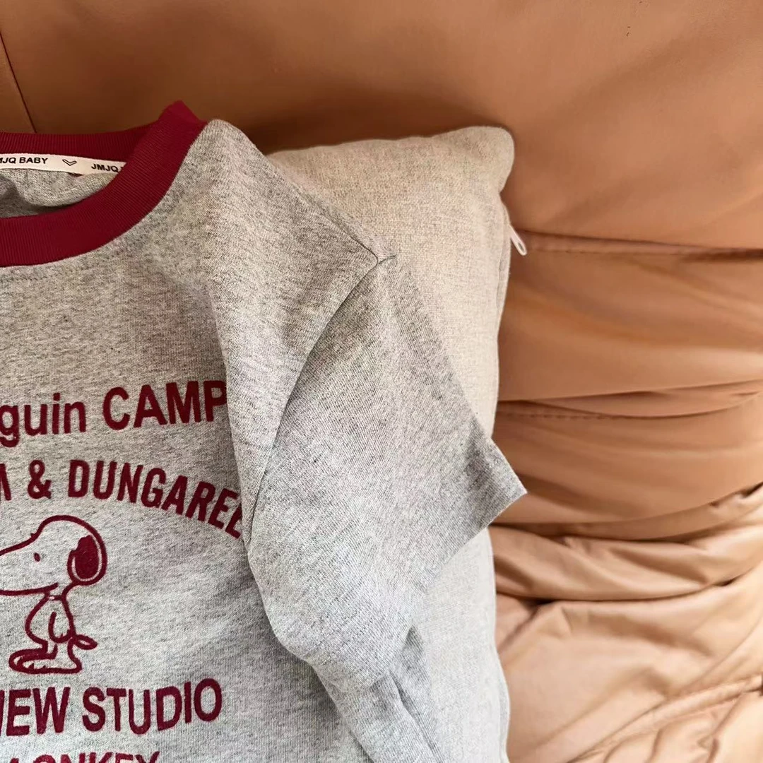 【亲子款 201606】夏季新款灰色百搭撞色印花短袖时尚圆领休闲T恤