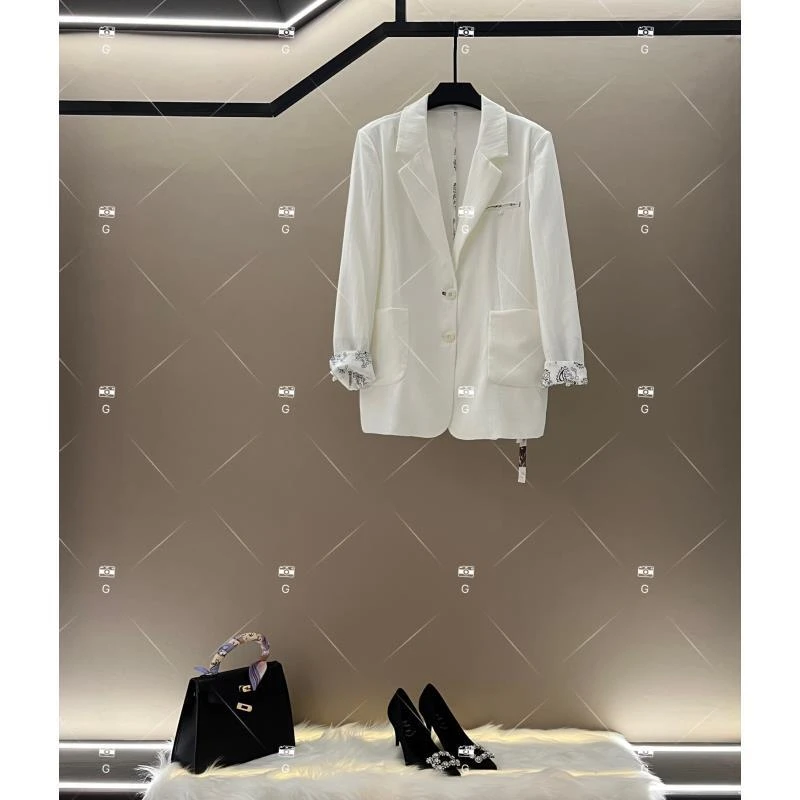 【WW】宽松型印花极简风ins风POLO领休闲夏季春夏西装长袖 GS-57171