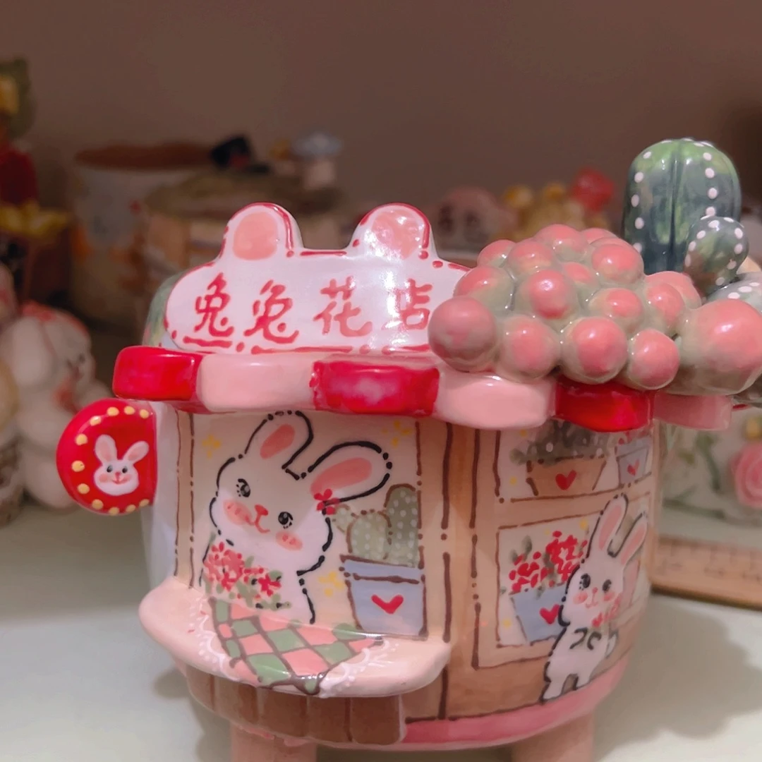 兔兔花店口9微瑕福福纯手工多肉花盆