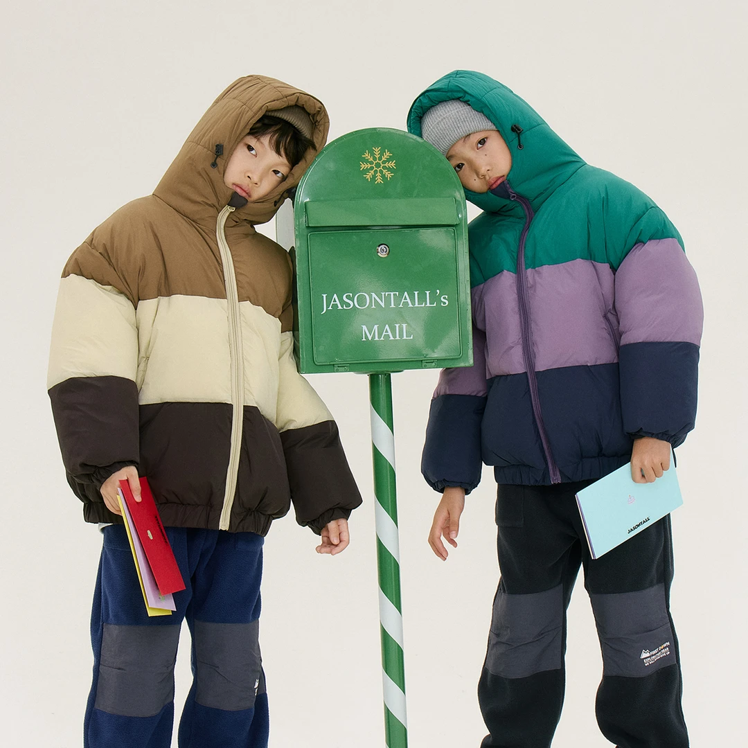 两色撞色厚实保暖呢面包服棉服外出防寒服男女童装儿童上衣冬季新