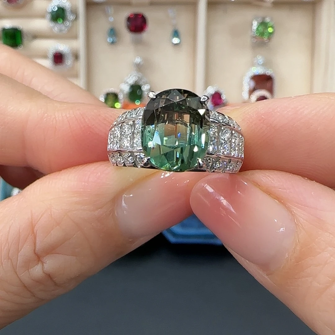 碧玺18K金镶嵌戒指6.69ct