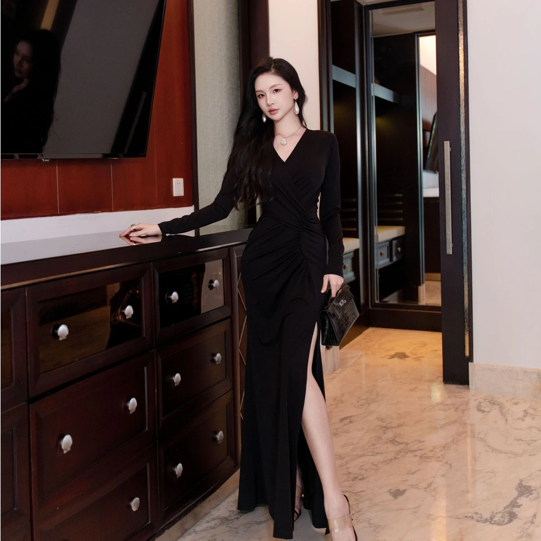 东东定制【黑绷带】时尚轻奢收腰显瘦百搭连衣裙