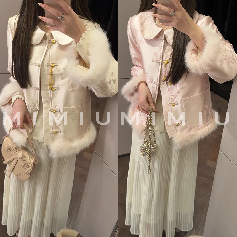 【mimius】U 可溯源三星安心羽绒国风刺绣提花狐狸毛羽绒服 G11119