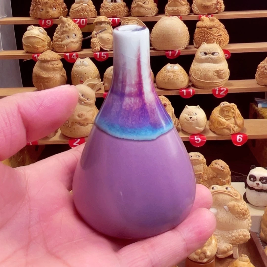 香榧木啴****碌竹个雕花瓶手把件