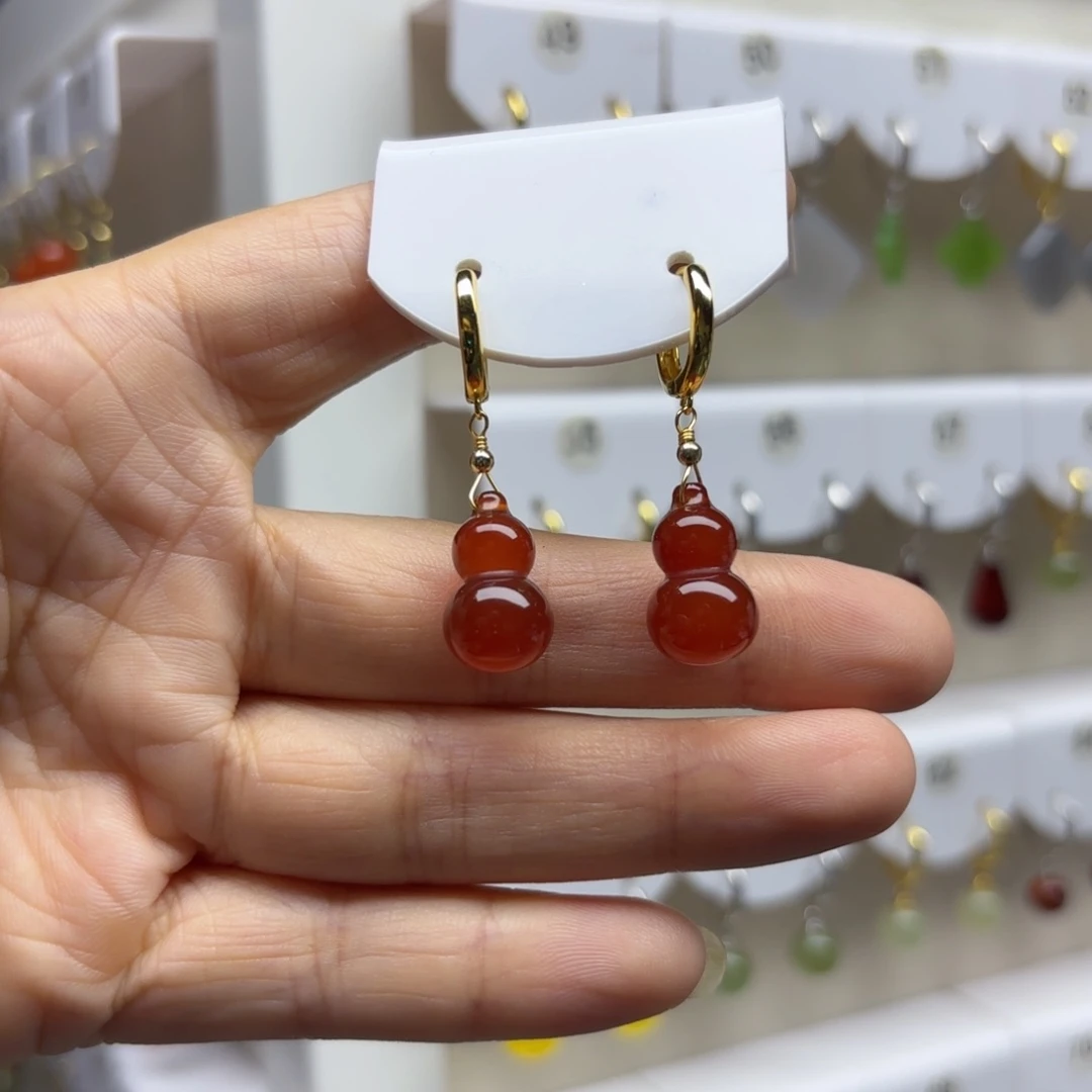 银S925镶嵌耳饰玛瑙/玉髓