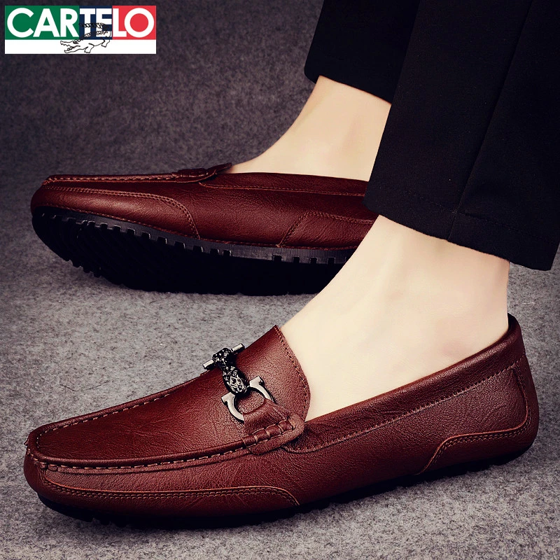 卡帝乐鳄鱼男鞋皮鞋秋季2025新款爆款高端款商务休闲豆豆鞋子男士