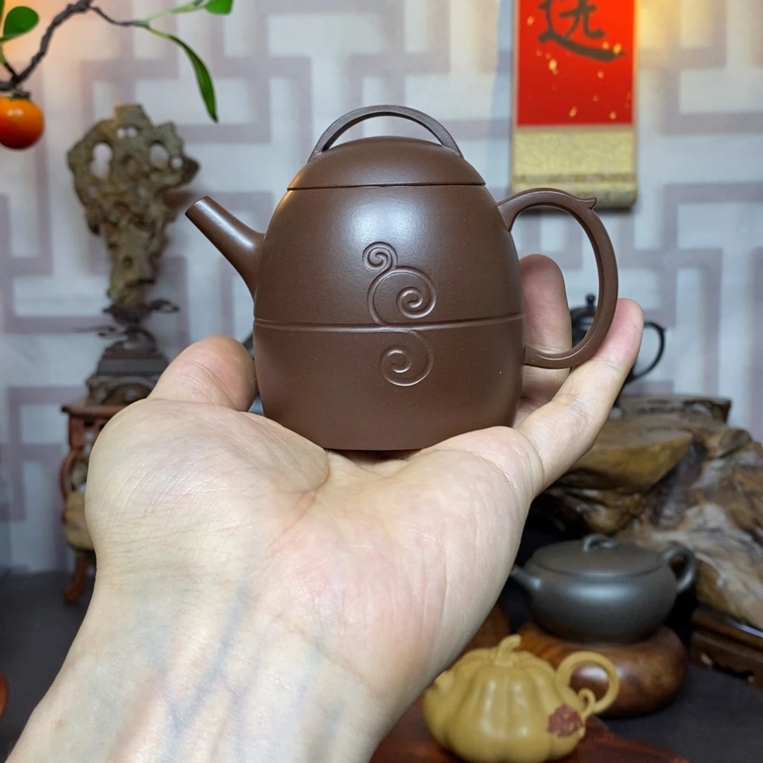 茶壶紫砂紫砂茶具紫泥祥云秦权