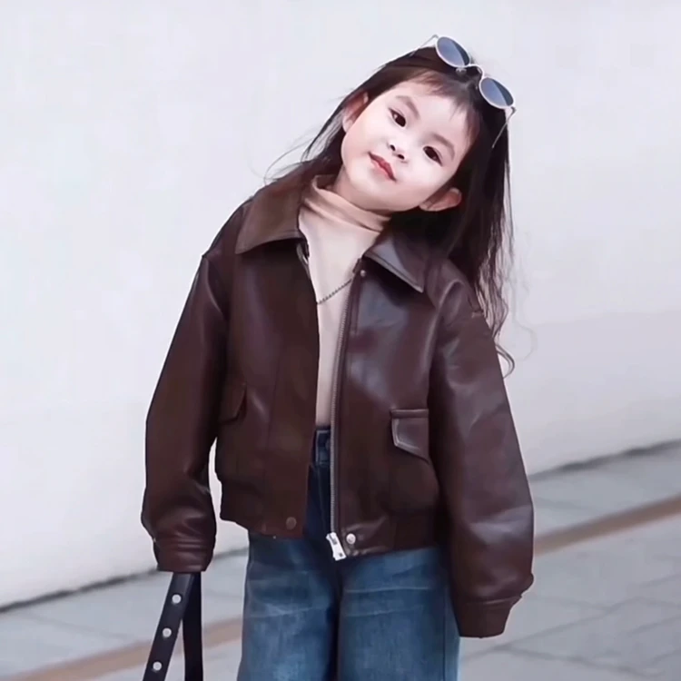 女孩洋气2025新款女童皮衣外套春秋季时髦上衣儿童机车服中小童装