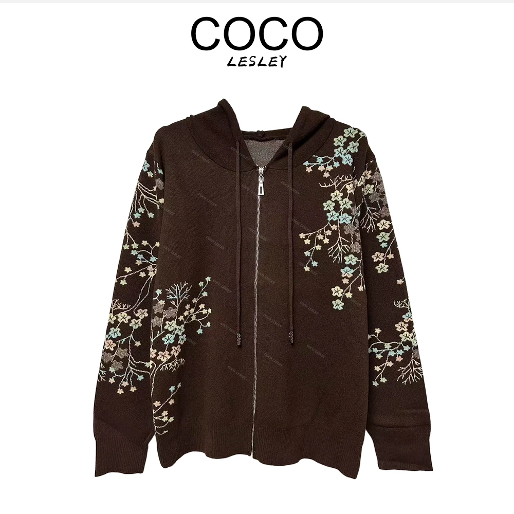 【COCO LESLEY】拉链绵羊毛衫开衫女秋冬厚款毛衣连帽外套2025新款