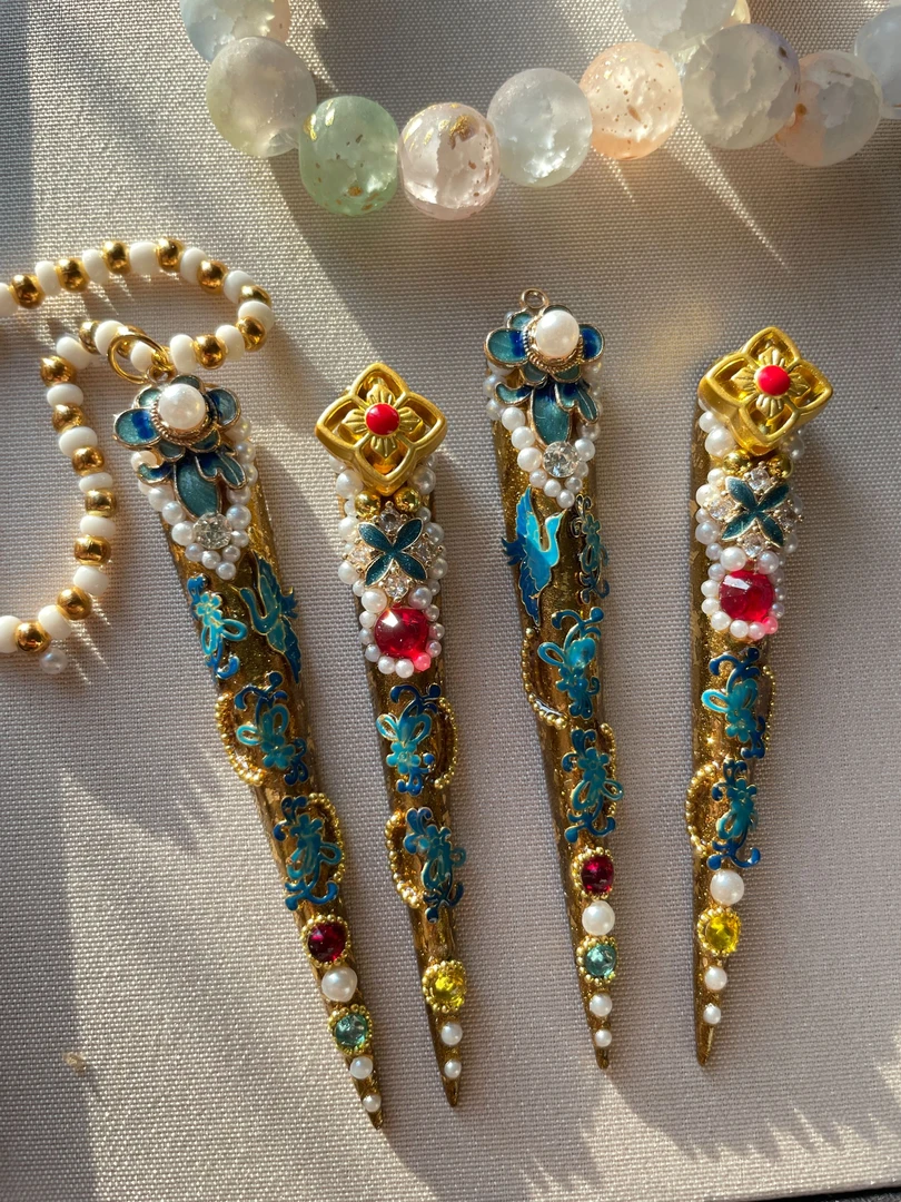 丽蒂妮美甲穿戴甲片手工穿戴甲嬛嬛护甲高奢复古美甲贴片