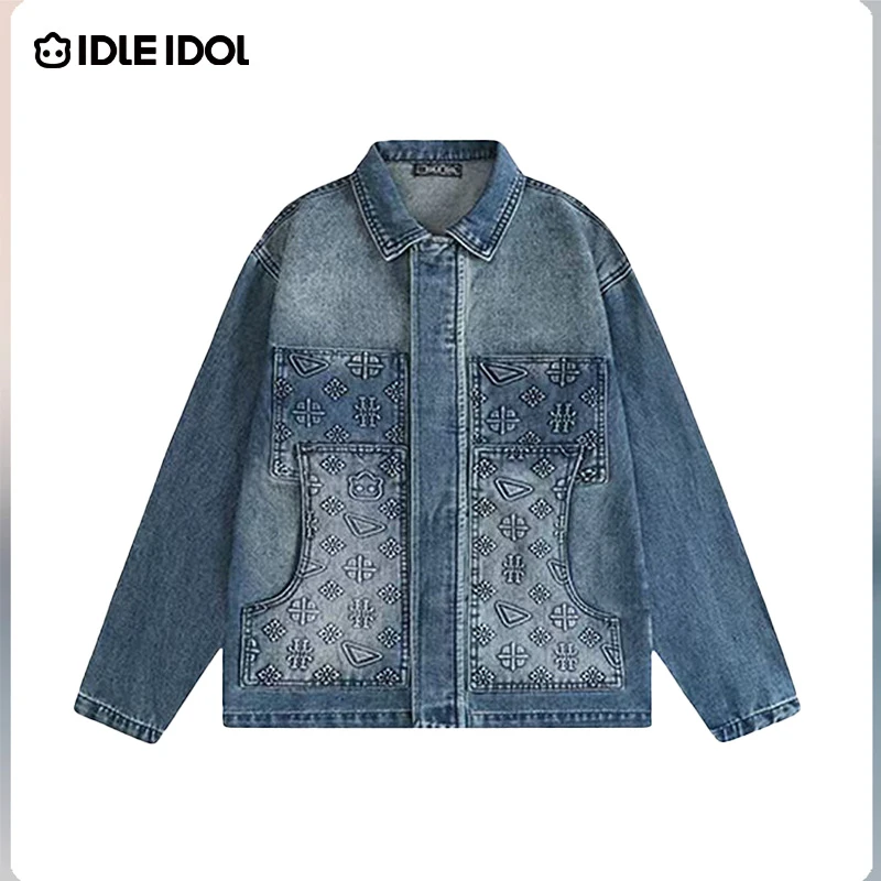 IDLE IDOL时尚简约百搭休闲情侣款潮流慵懒风外套牛仔夹克外套