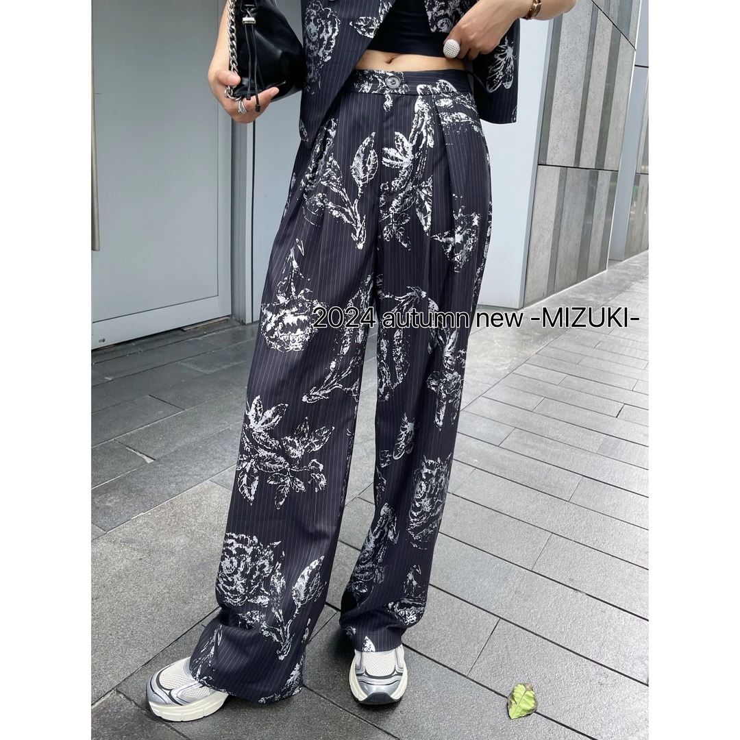 KiKi严选：242090-WANG家欧洲站南油秋季时尚印花条纹西装裤