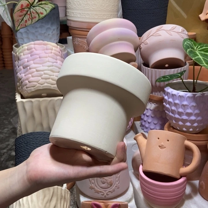 15×13白陶束腰盆 粗陶1个