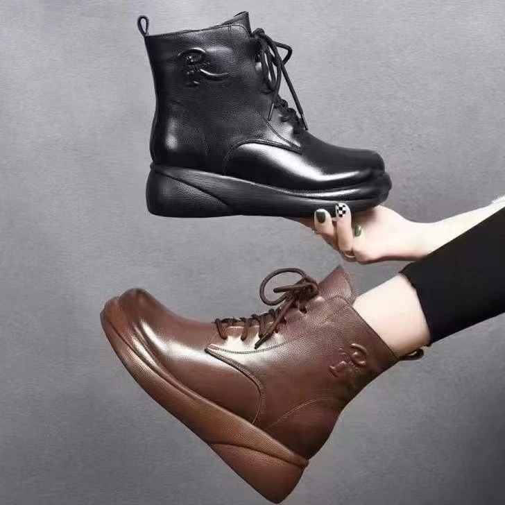 厚底马丁靴2024新款冬季加绒短靴妈妈鞋爆款女鞋棉鞋冬鞋