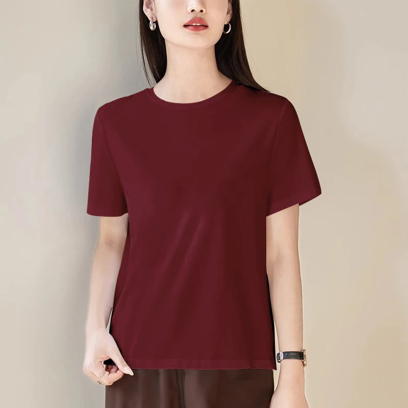 爆款韩版重磅软弹莫代尔百搭2025夏季宽松纯色显瘦洋气打底衫t恤