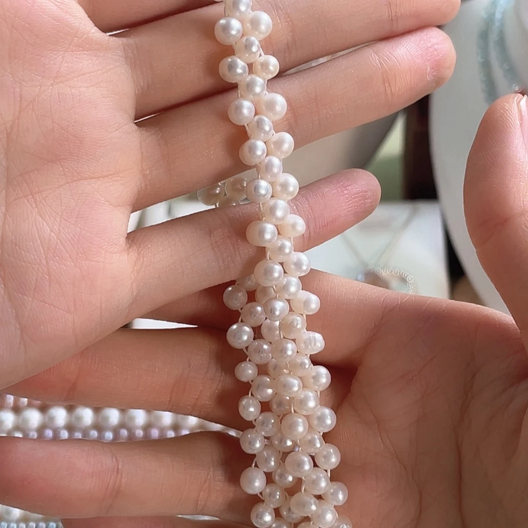 未镶嵌淡水珍珠耳饰5-6