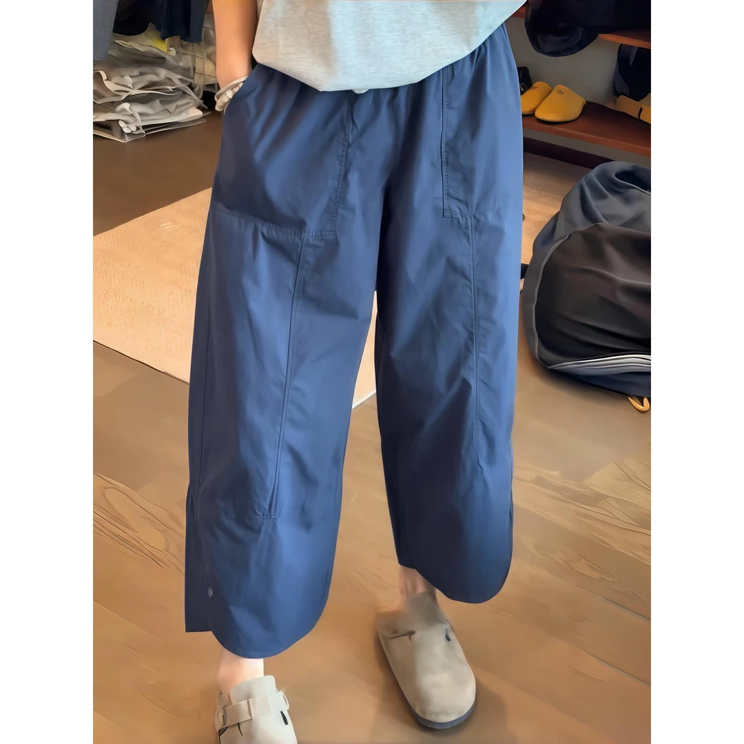 夏季薄款大码宽松休闲直筒裤女2025年新款胖mm显瘦百搭时尚九分裤