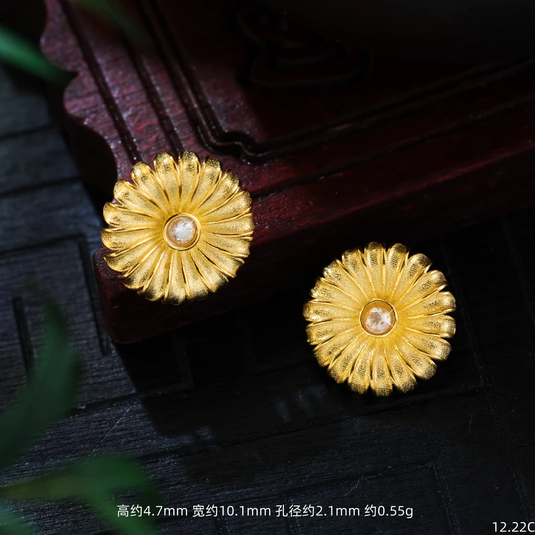 【金豆】18K金豪镶格桑花盘缠扣编扣头扣子卡环隔珠隔片珠串配饰C