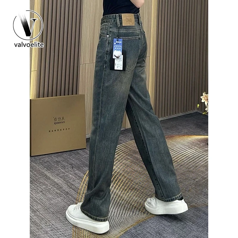 VALVOELITE美式牛仔裤男秋季新款直筒弹力休女士垂感户外阔腿裤
