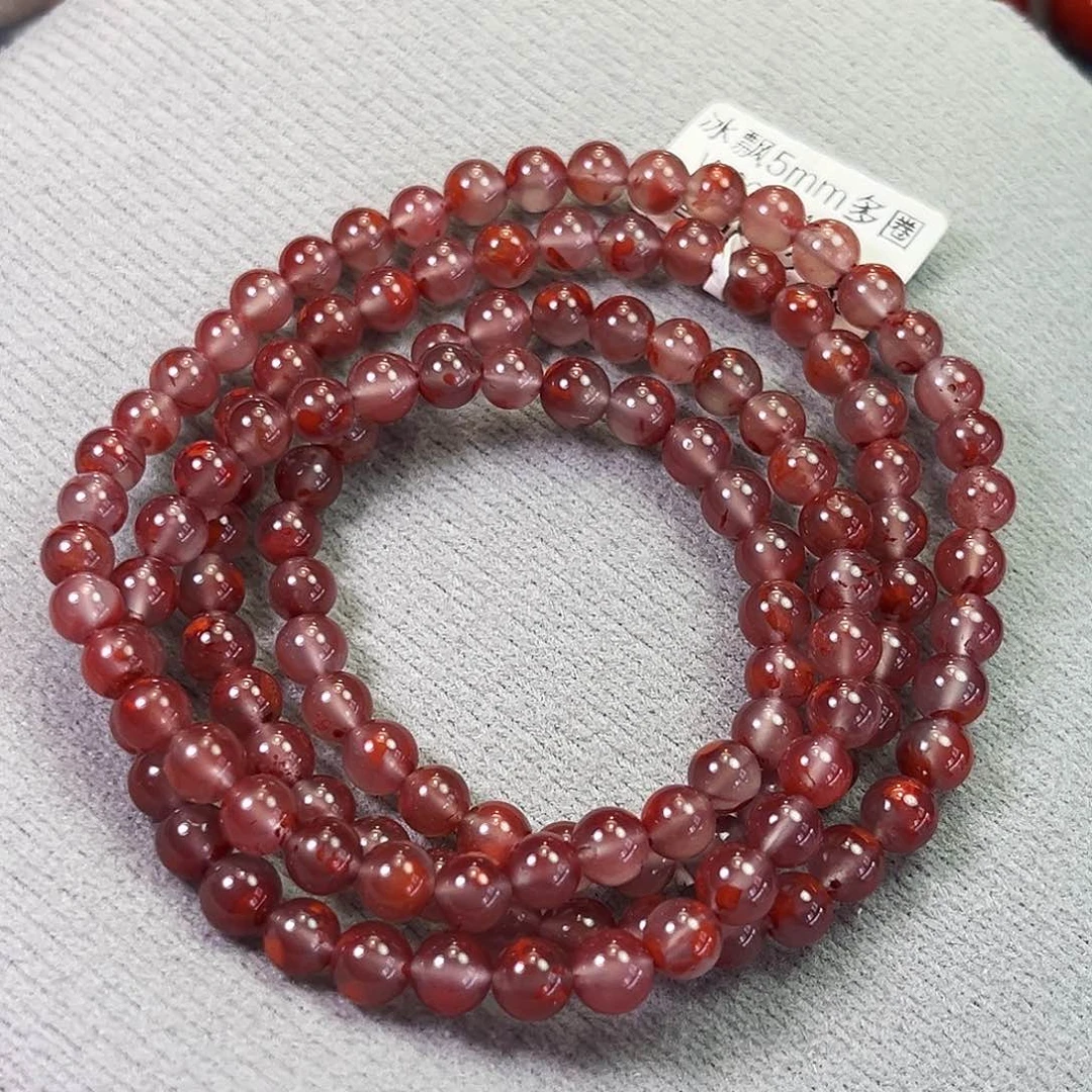 南红玛瑙原矿冰飘多圈5.8mm【不支持退换】未镶嵌