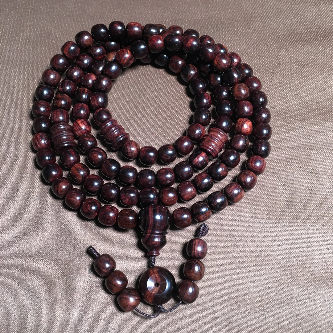 【一物一拍】XJ003海南黄花梨紫油梨黑线光线0.8*108手串