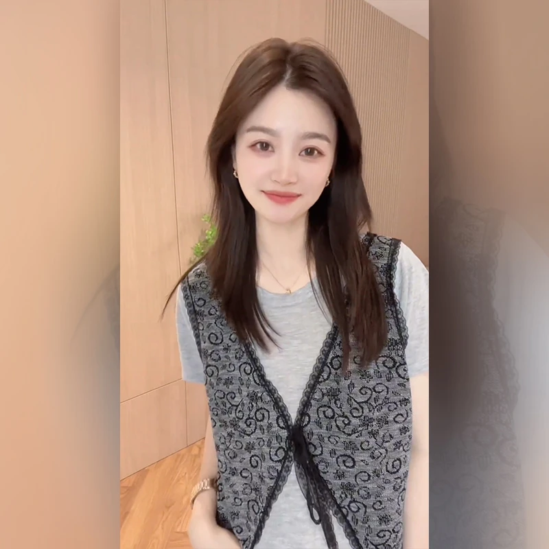 韩系洋气设计感假两件针织衫女2025夏季新款时尚百搭别致短袖上衣