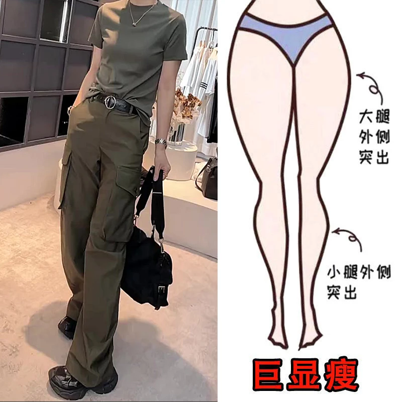 秋季新款宽松遮肉显瘦高腰显腿长设计感工装长裤百搭通勤风休闲裤