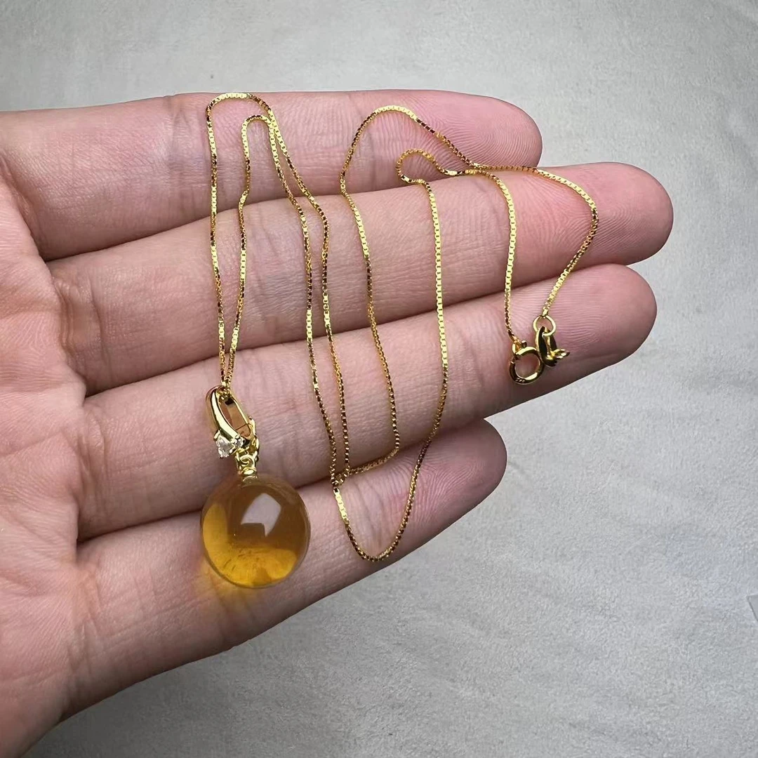 【子选好物】8 ZC0911-S925银镶琥珀吊坠-多样性发其一-12mm